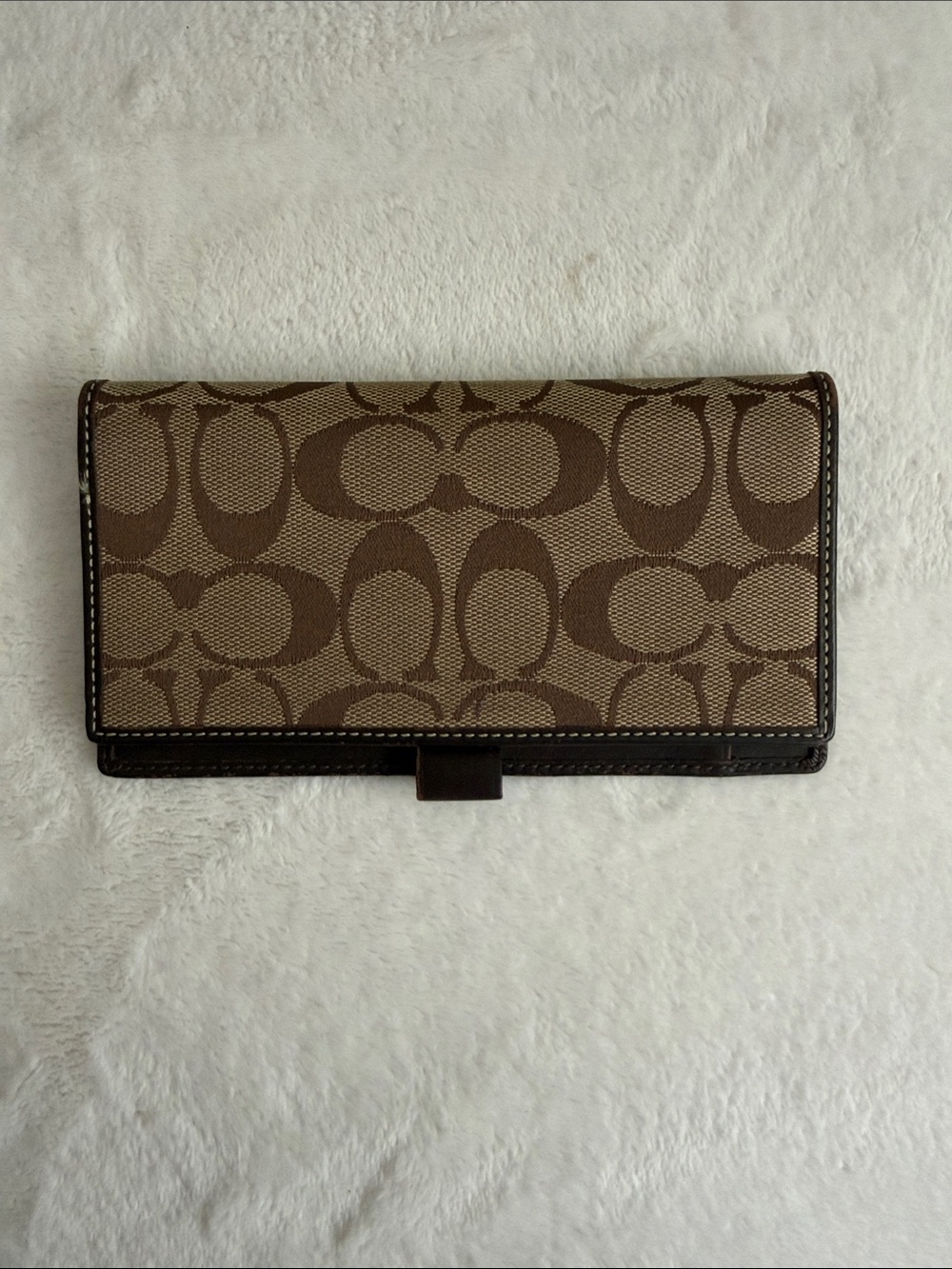 Coach Vintage Brown Signature Canvas Checkbook Cover